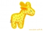Preview: Babygeschenk Windelbaby Giraffe mit Greifling und Schnullerkette gelb-orange
