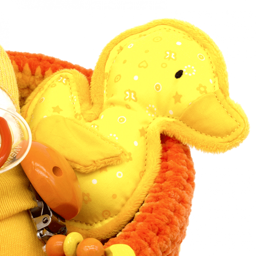 Babygeschenk "Windelbaby Ente" mit Kuschel-Ente gelb