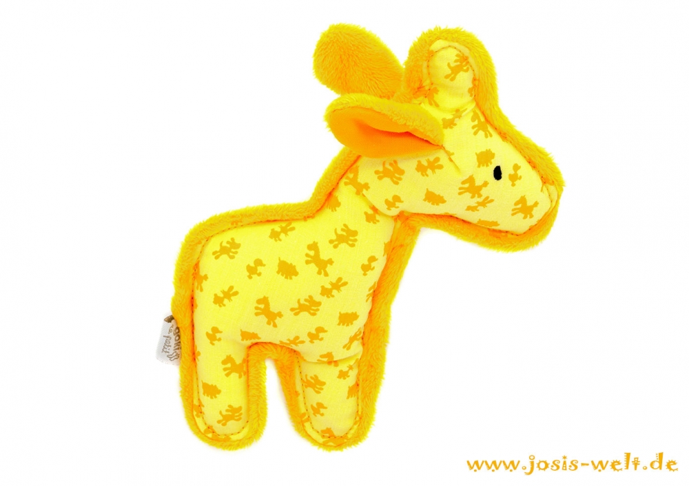 Babygeschenk Windelbaby Giraffe mit Greifling und Schnullerkette gelb-orange